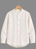 Kids Ivory Mandarin Collar Cotton Shirt