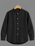 Kids Black Mandarin Collar Kurta Shirt