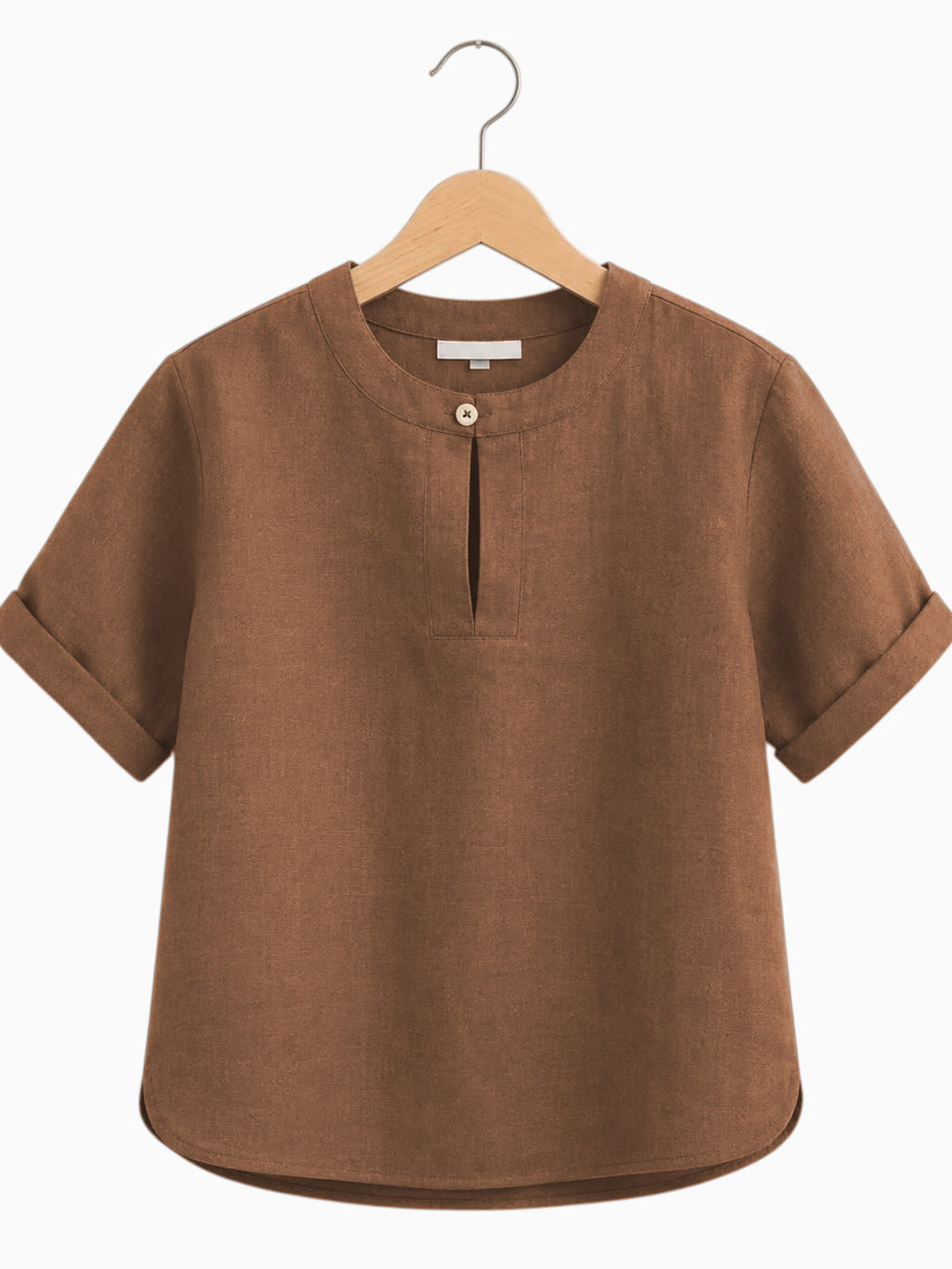 Kids Brown Mandarin Collar Kurta Shirt