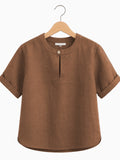 Kids Brown Mandarin Collar Kurta Shirt