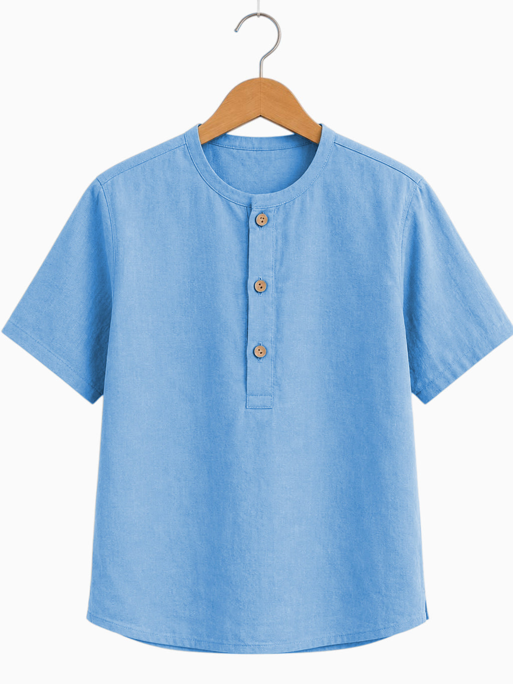 Kids Sky Blue Mandarin Collar Kurta Shirt