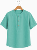 Kids Mint Green Mandarin Collar Kurta Shirt