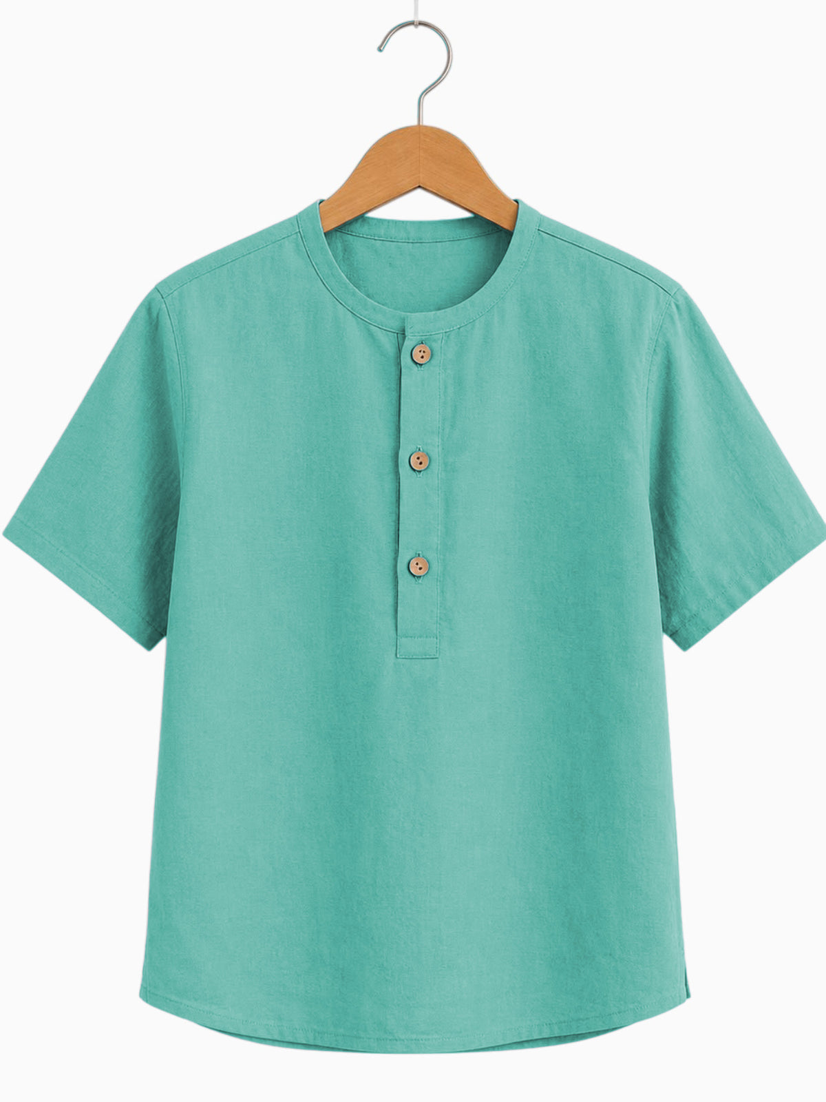 Kids Mint Green Mandarin Collar Kurta Shirt
