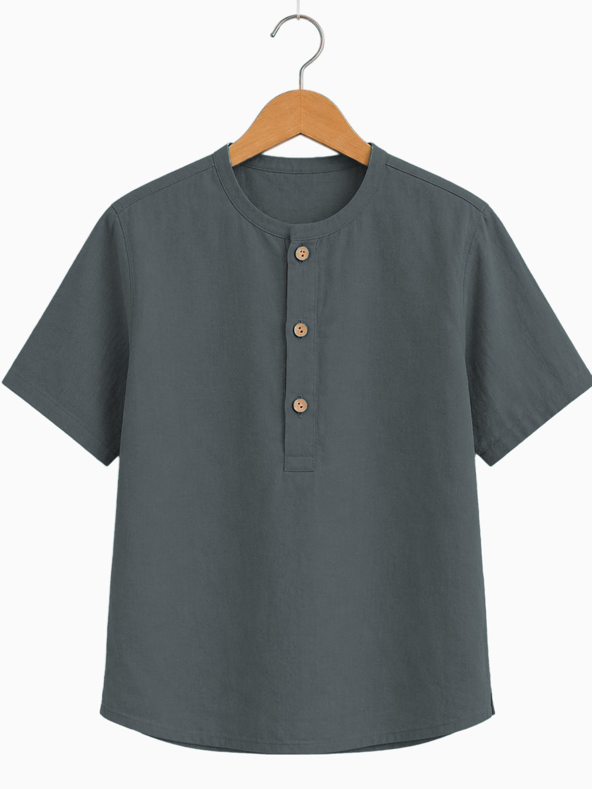 Kids Charcoal Mandarin Collar Kurta Shirt
